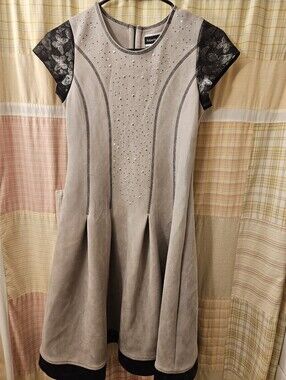 Roberta de Roman ultra suede lace cap sleeve mini dress sz 14